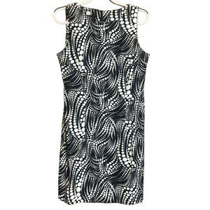 Sz 14 AGB Seath Cap Sleeve Sheath Dress Black & White Abstract